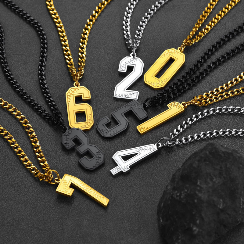 Custom Baseball Jersey Number Pendant Necklace for