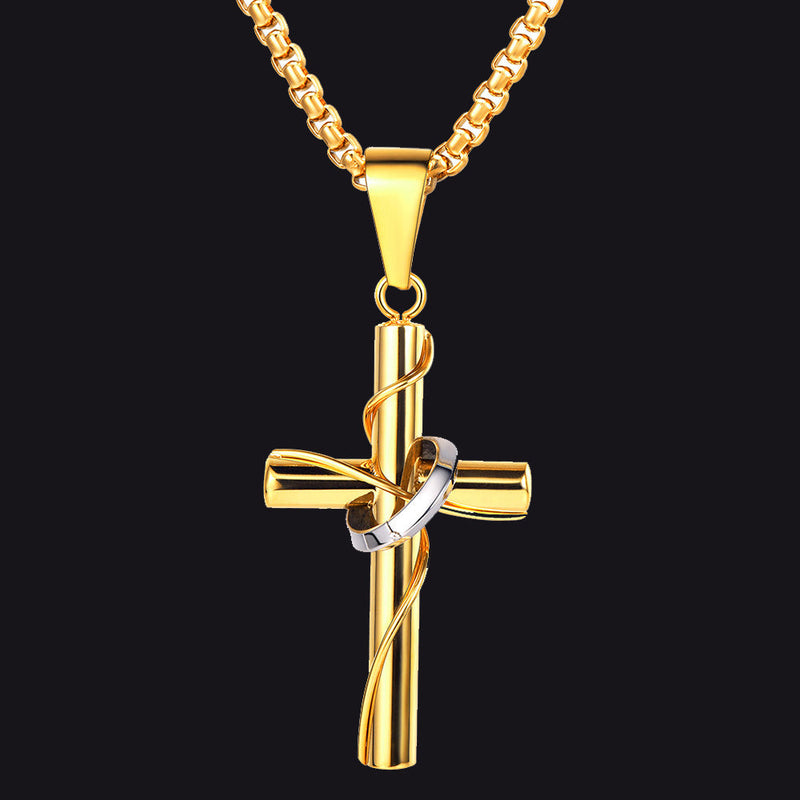 Christian Halo Ring Cross Necklace Pendant for