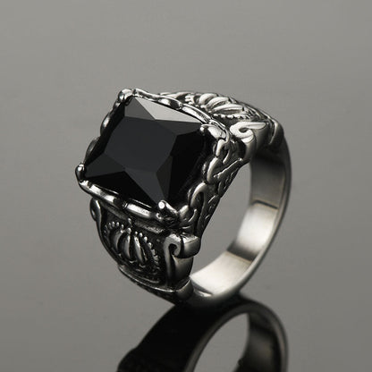 Crystal Crown Black Onyx Ring for