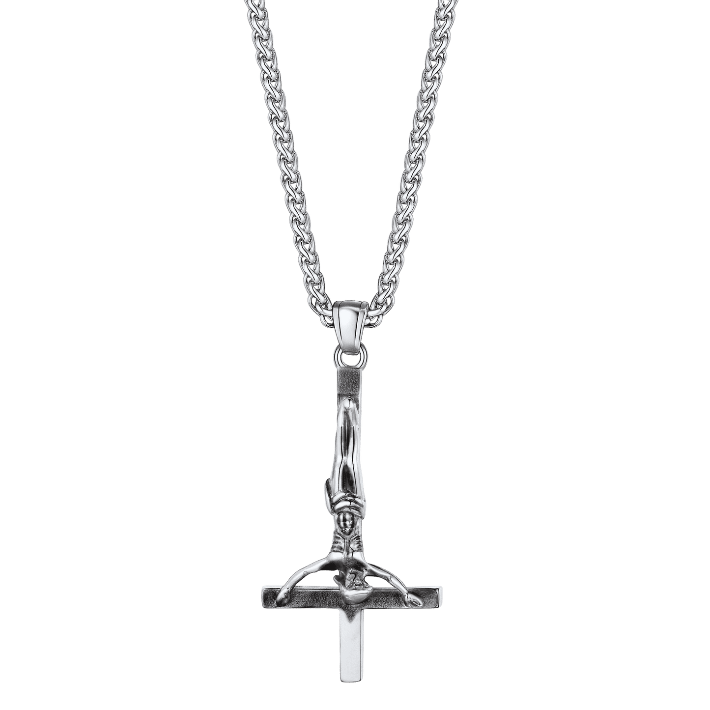 Unside Down Cross Crucifix Necklace Pendant for