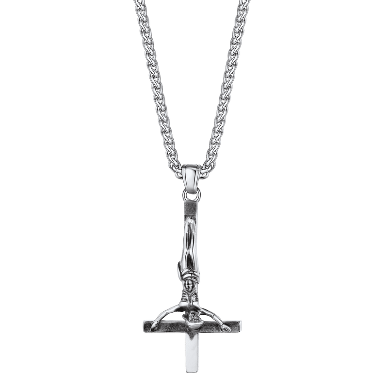Unside Down Cross Crucifix Necklace Pendant for