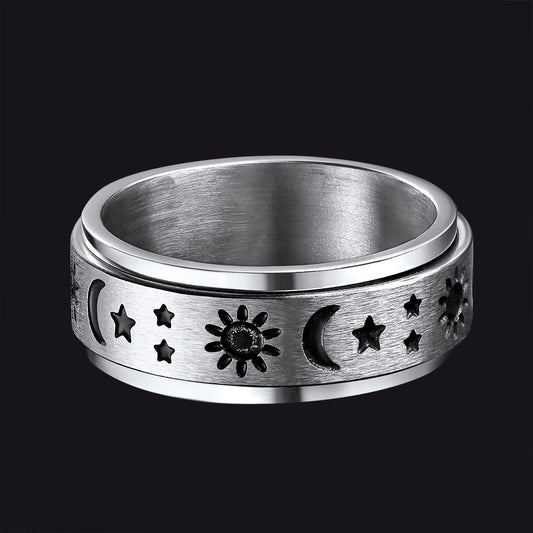 Faithheart Moon Star Sun Ring Fidget Ring for Anxiety