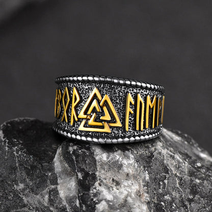 Norse Viking Valknut Ring With Rune for