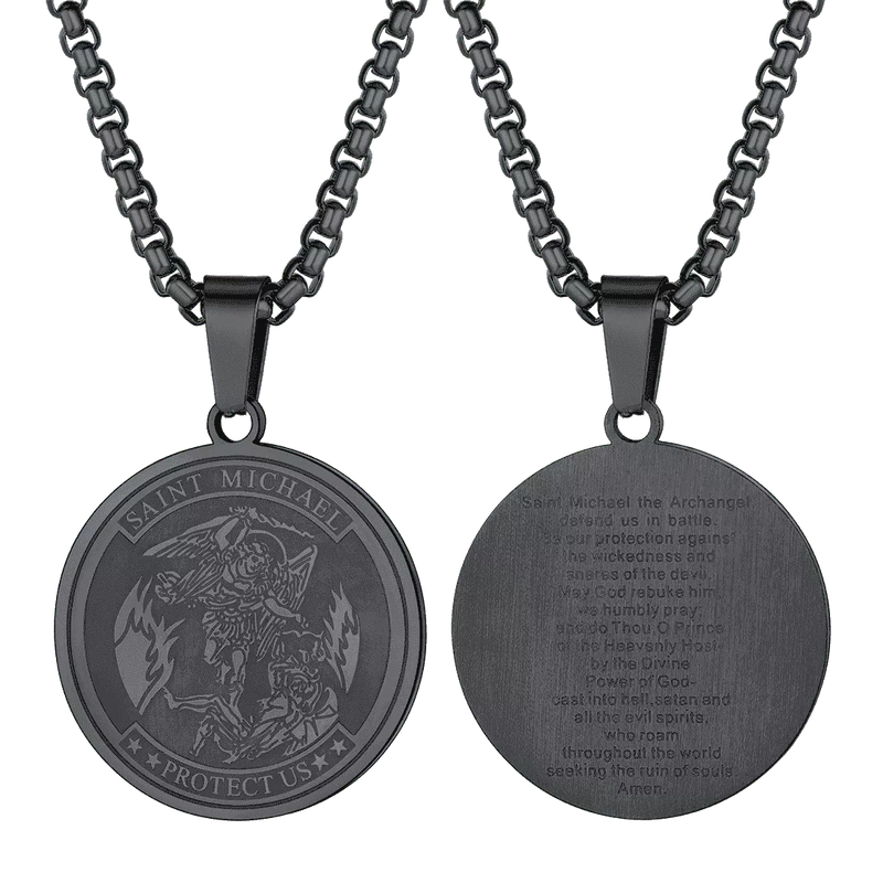 St. Michael Coin Necklace Medal Protection Pendant