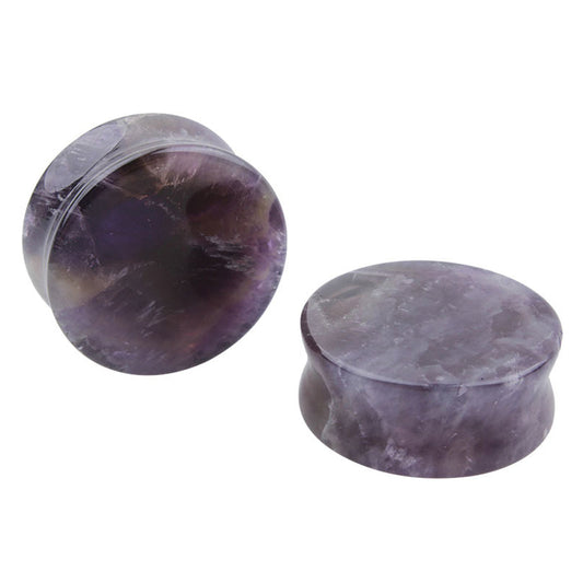 1pc Stone Ear Plugs Gauges / Earrings Flesh Tunnel Piercing / Amethyst Expander Body Jewelry