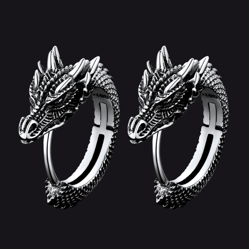 Punk Small Dragon Hoop Earrings for