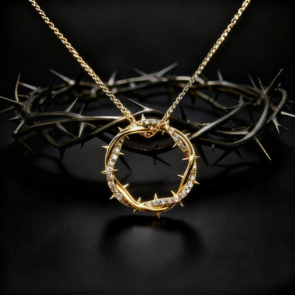 Christian Jesus Crown of Thorns Circle Pendant Necklace for