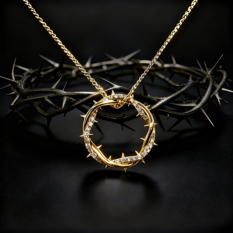 Christian Jesus Crown of Thorns Circle Pendant Necklace for