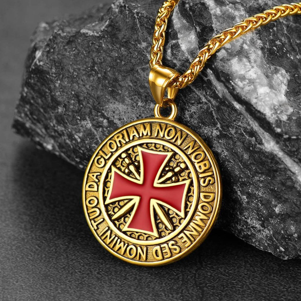 Knights Templar Cross Medallion Necklace for