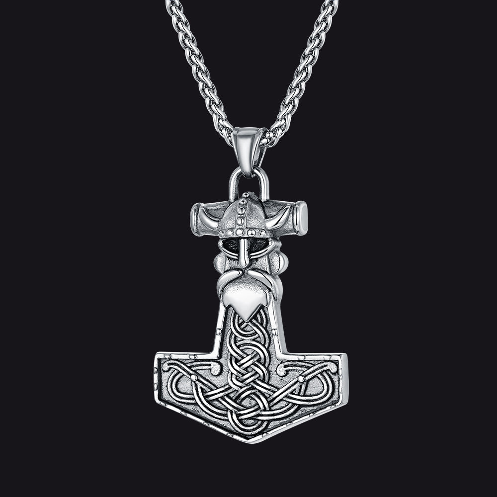 Viking Mjolnir Thor Hammer Necklace Odin Pendant for