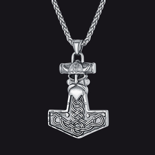 Viking Mjolnir Thor Hammer Necklace Odin Pendant for