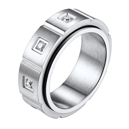 Flash Zircon Rotatable Fidget Ring for Anxiety Stainless Steel