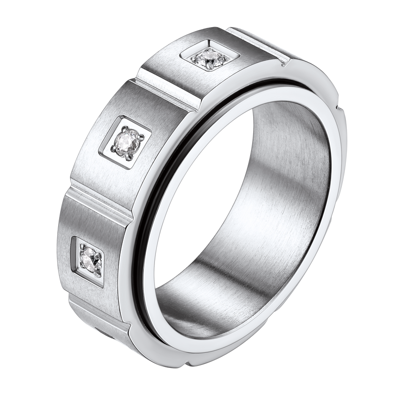 Flash Zircon Rotatable Fidget Ring for Anxiety Stainless Steel