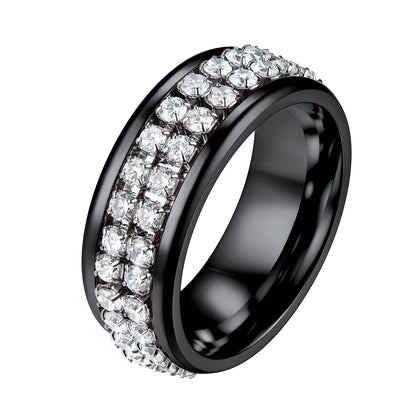 Cz Diamond Fidget Anxiety Band Ring for