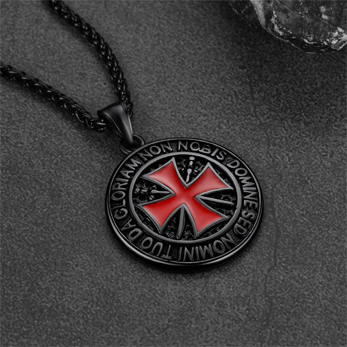 Cuban Chain & Templar Cross Medallion Necklace Set for