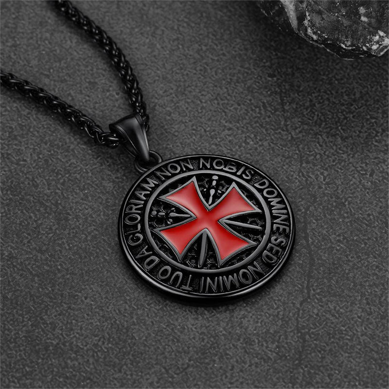 Cuban Chain & Templar Cross Medallion Necklace Set for