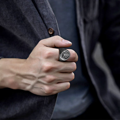 Satanic Leviathan Cross Signet Ring for