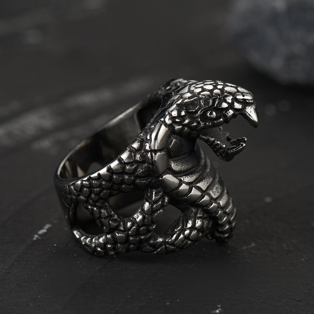 Gothic Huge Cobra Snake Ring Stainless Steel Ring for