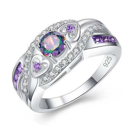 Majestic Heart Amethyst Crystal Ring