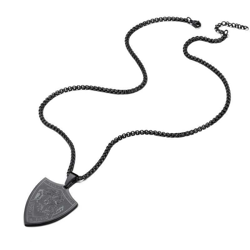 Saint Michael Necklace Shield Archangel Protection Pendant for