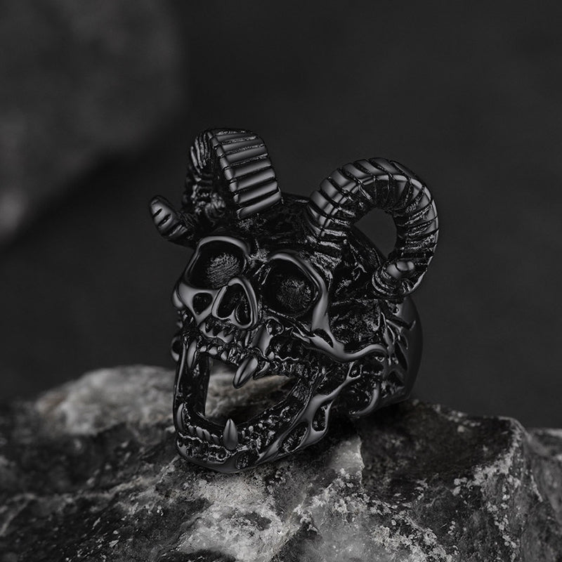 Satanic Baphomet Goat Skull Ring for