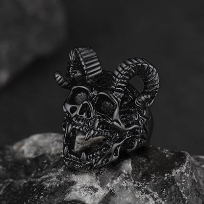 Satanic Baphomet Goat Skull Ring for