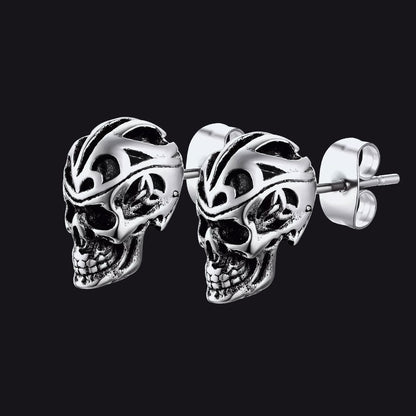Gothic Celtic Knot Skull Stud Earrings for