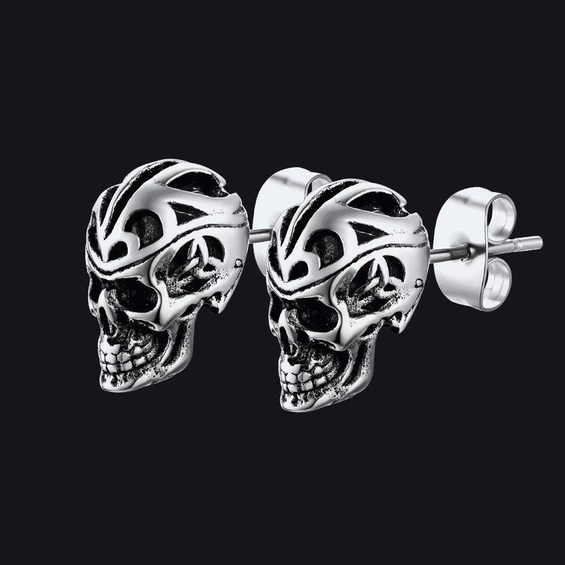 Gothic Celtic Knot Skull Stud Earrings for