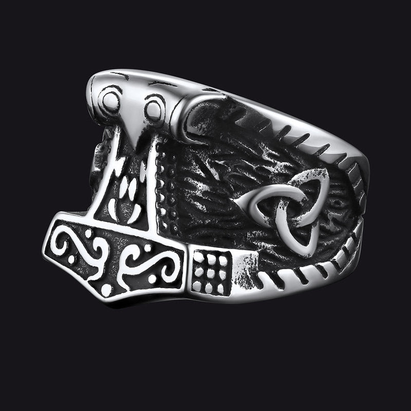 Viking Mjolnir Signet Ring Thor's Hammer Ring for