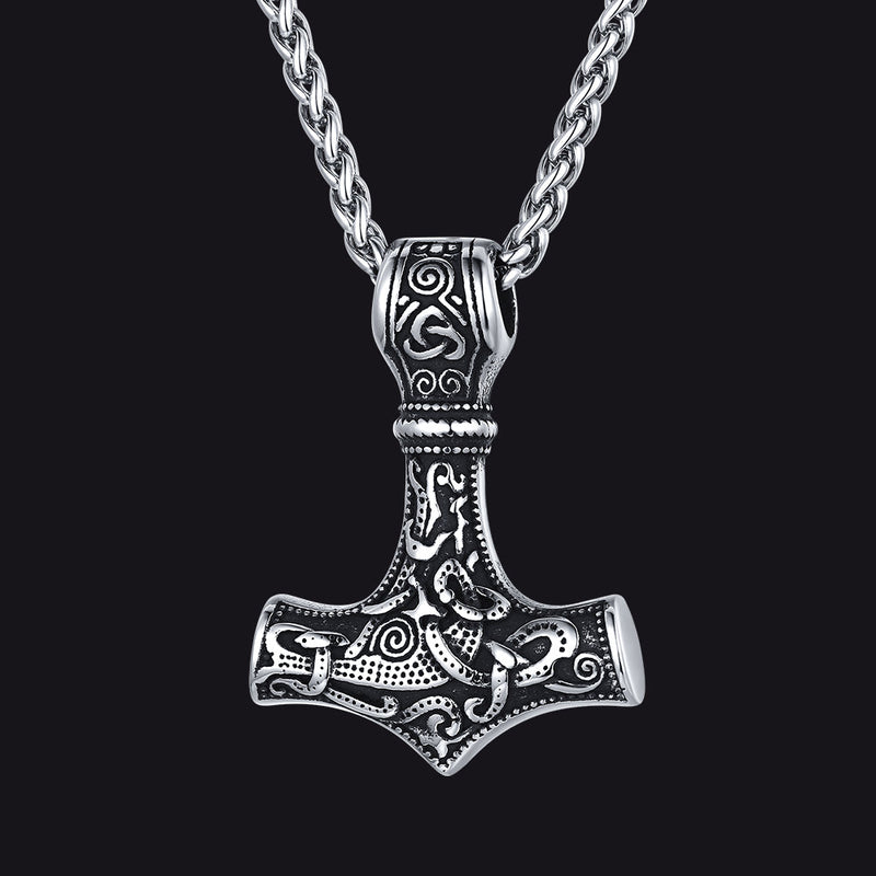 Norse Viking Thor's Hammer Necklace Mjolnir Pendant for