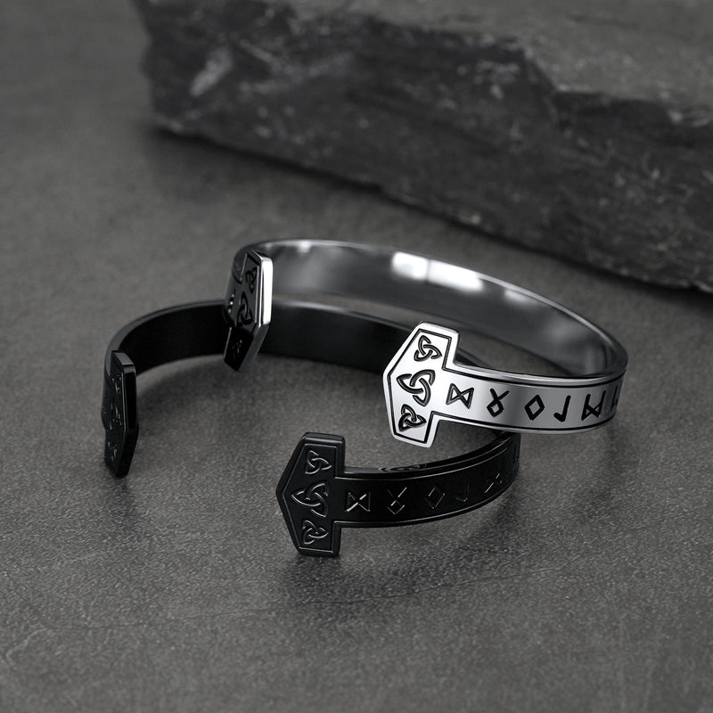 Faithheart Viking Futhark Runes Cuff Bracelet for