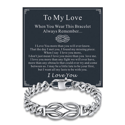 Infinity Love Knot Cuban Link Chain Bracelet for