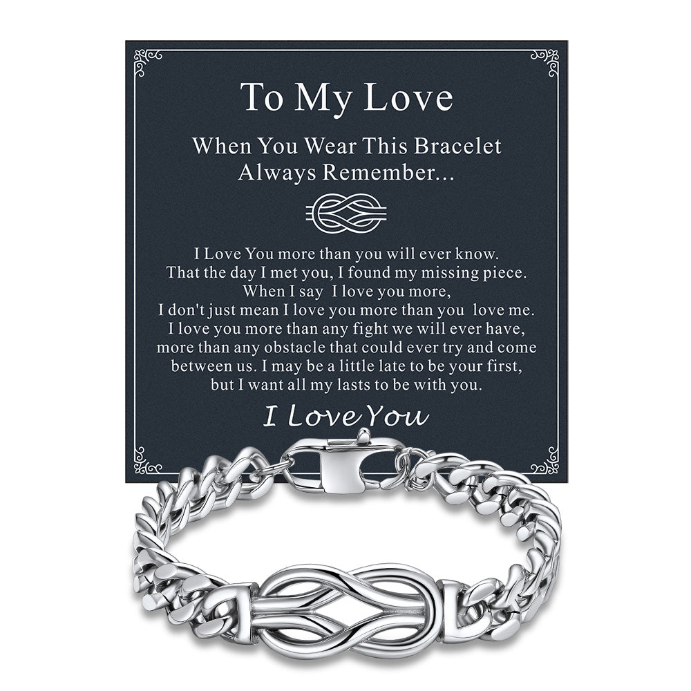 Infinity Love Knot Cuban Link Chain Bracelet for