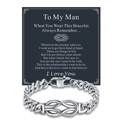 Infinity Love Knot Cuban Link Chain Bracelet for