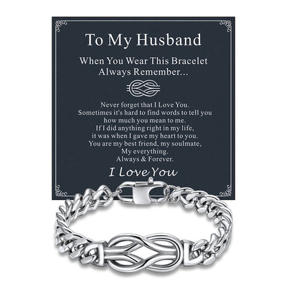 To My Love Infinity Love Knot Cuban Chain Bracelet for Couple