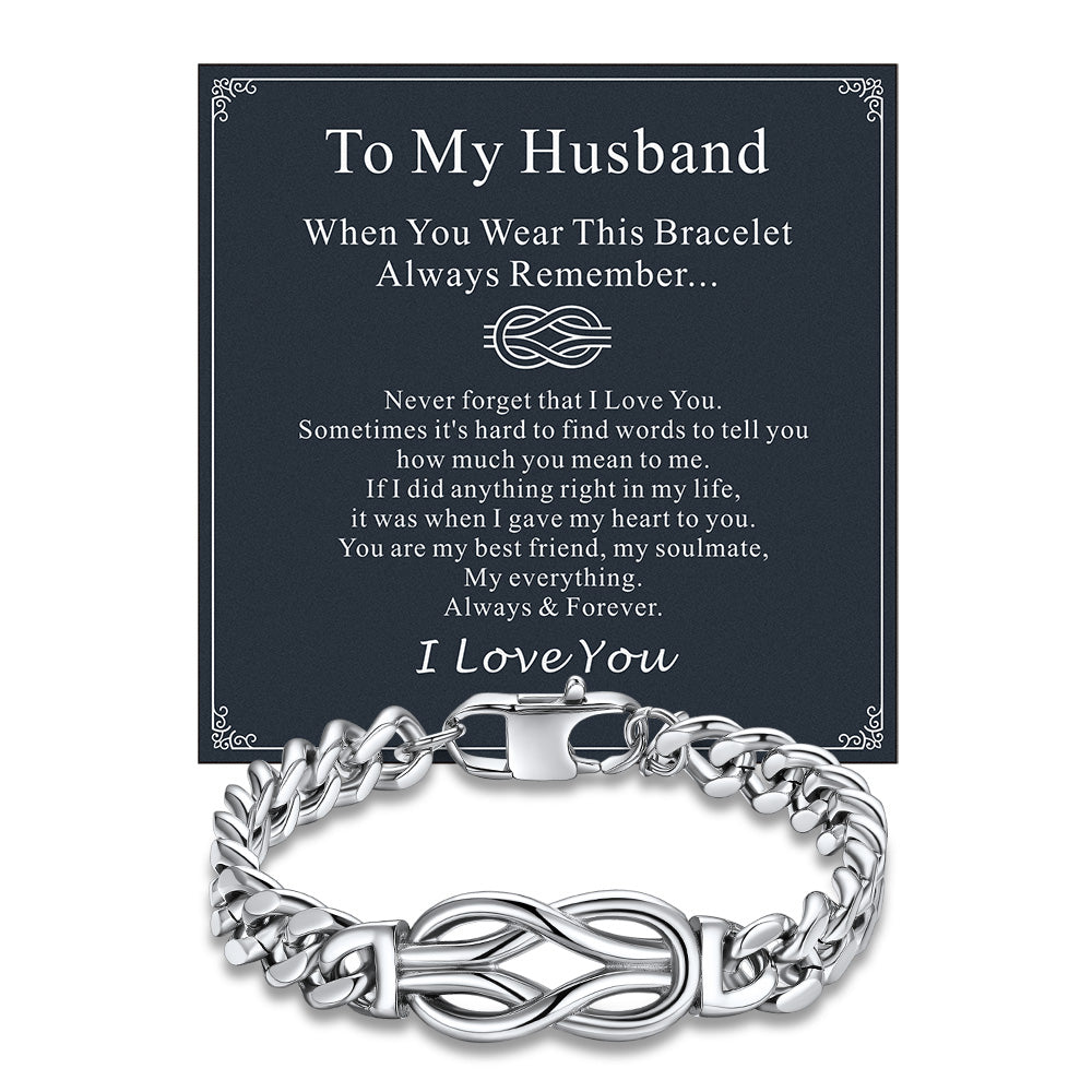 Infinity Love Knot Cuban Link Chain Bracelet for