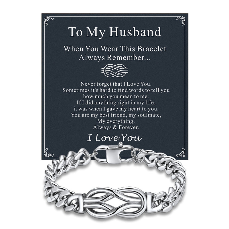 Infinity Love Knot Cuban Link Chain Bracelet for