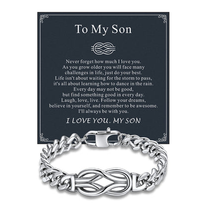 To My Love Infinity Love Knot Cuban Chain Bracelet for Couple