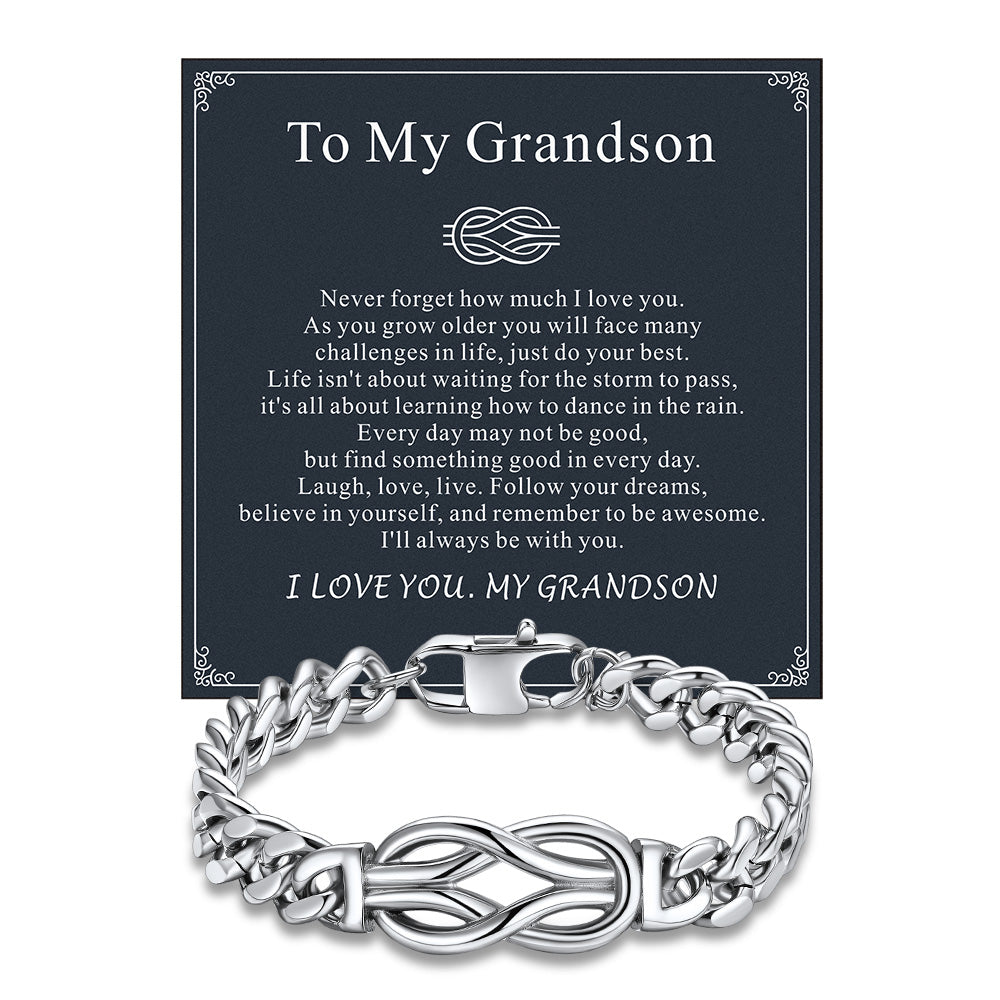 To My Love Infinity Love Knot Cuban Chain Bracelet for Couple