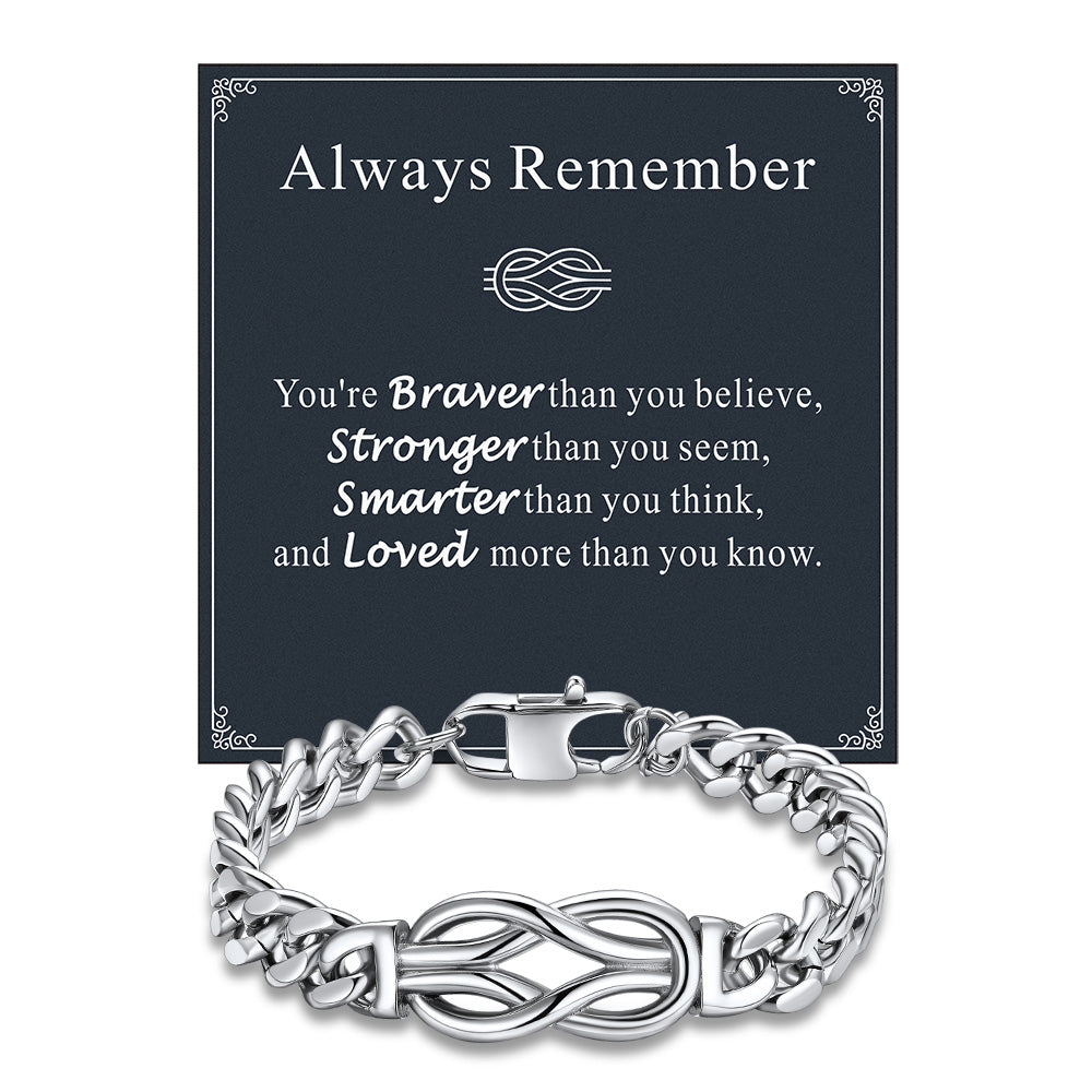 Infinity Love Knot Cuban Link Chain Bracelet for