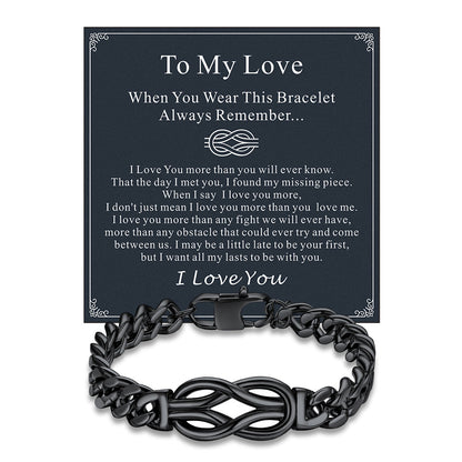 Infinity Love Knot Cuban Link Chain Bracelet for
