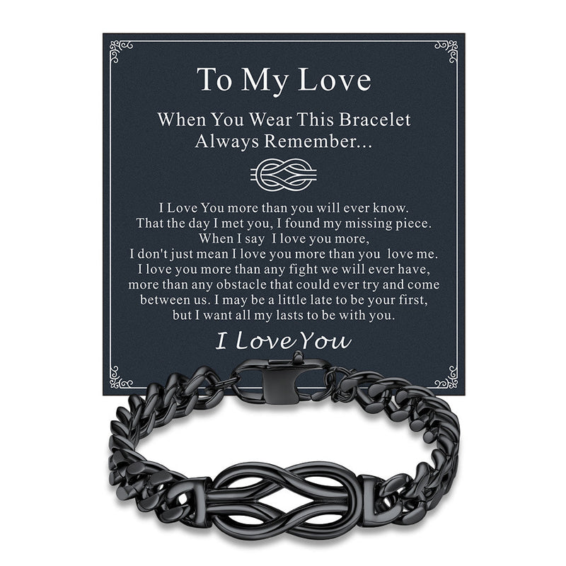 Infinity Love Knot Cuban Link Chain Bracelet for