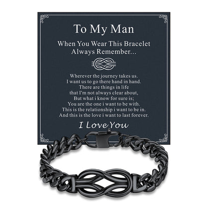 To My Love Infinity Love Knot Cuban Chain Bracelet for Couple