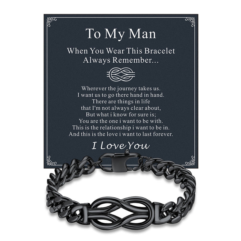 Infinity Love Knot Cuban Link Chain Bracelet for