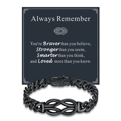 Infinity Love Knot Cuban Link Chain Bracelet for