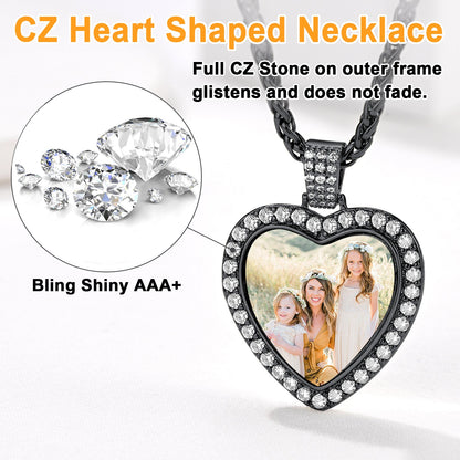 Customized Heart Picture Photo Necklace Memorial Gift for
