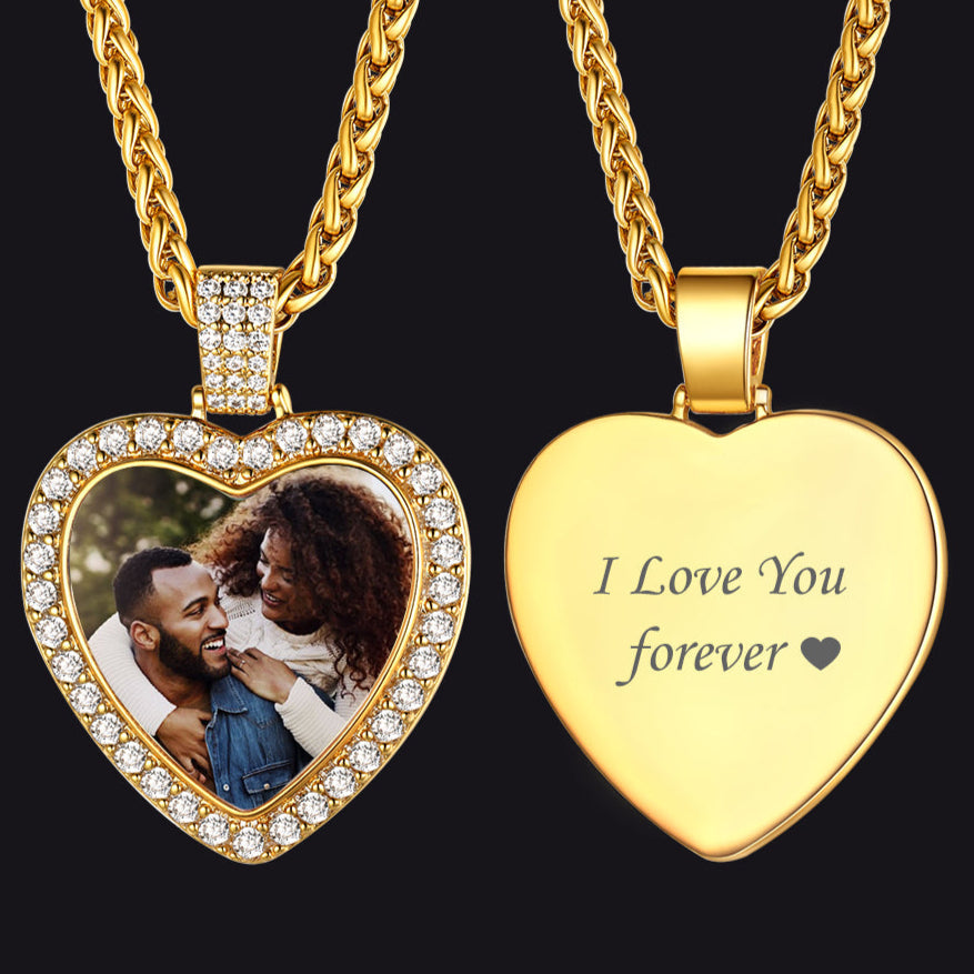 Customized Heart Picture Photo Necklace Memorial Gift for