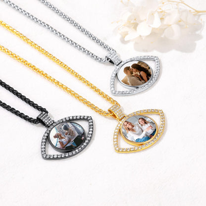 Personalized Cz Evil Eye Memorial Necklace With Picture for