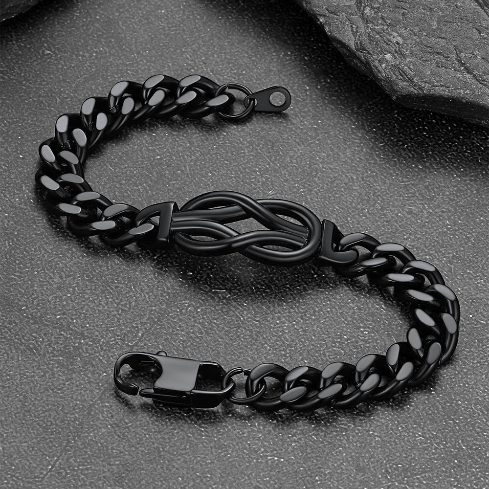Infinity Love Knot Cuban Link Chain Bracelet for
