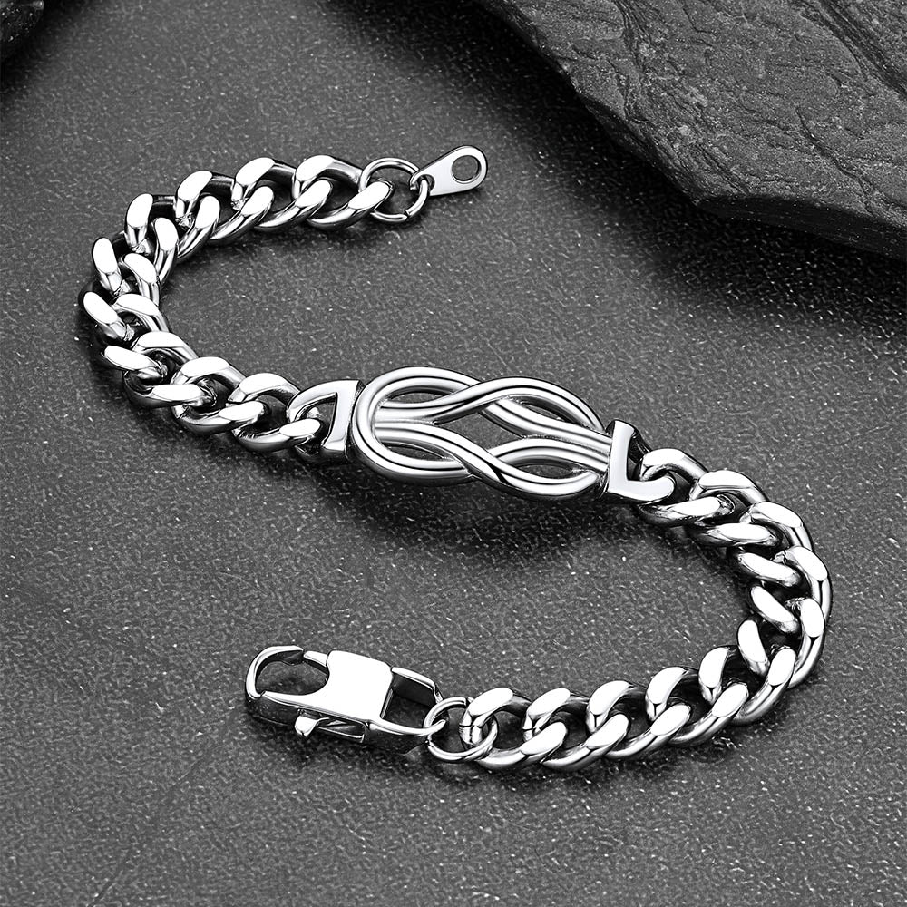 Infinity Love Knot Cuban Link Chain Bracelet for